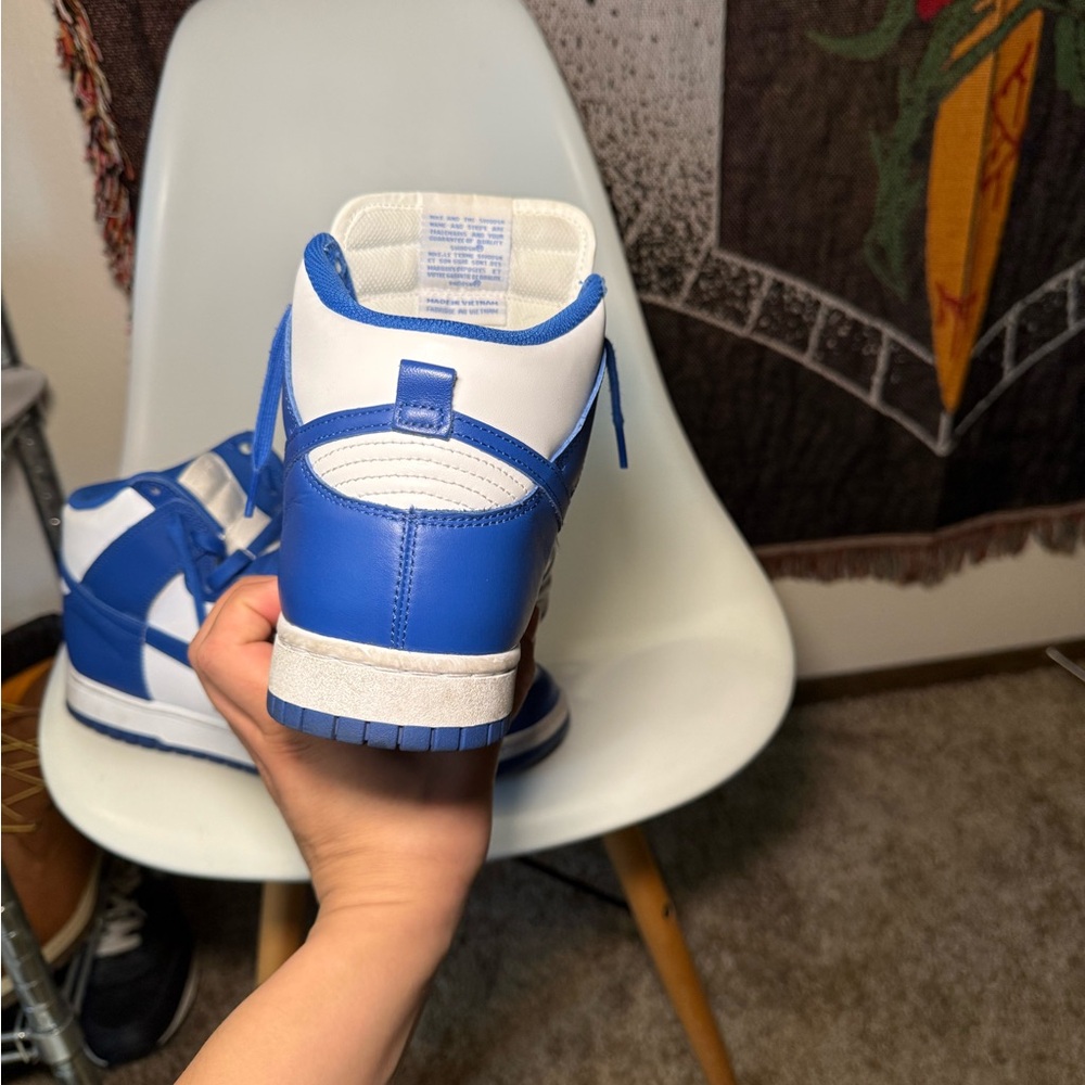 Nike Dunk Blue and White High-Top Sneakers - Picture 4 of 7